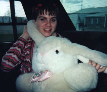 anna and a bunny possibly named rita.